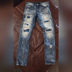 THRT Distressed Blue Slim Ripped Jeans Size 32
